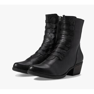 Spring Step Garibaldi Booties Black Leather Size 7.5/8 US NIB Polished Classy